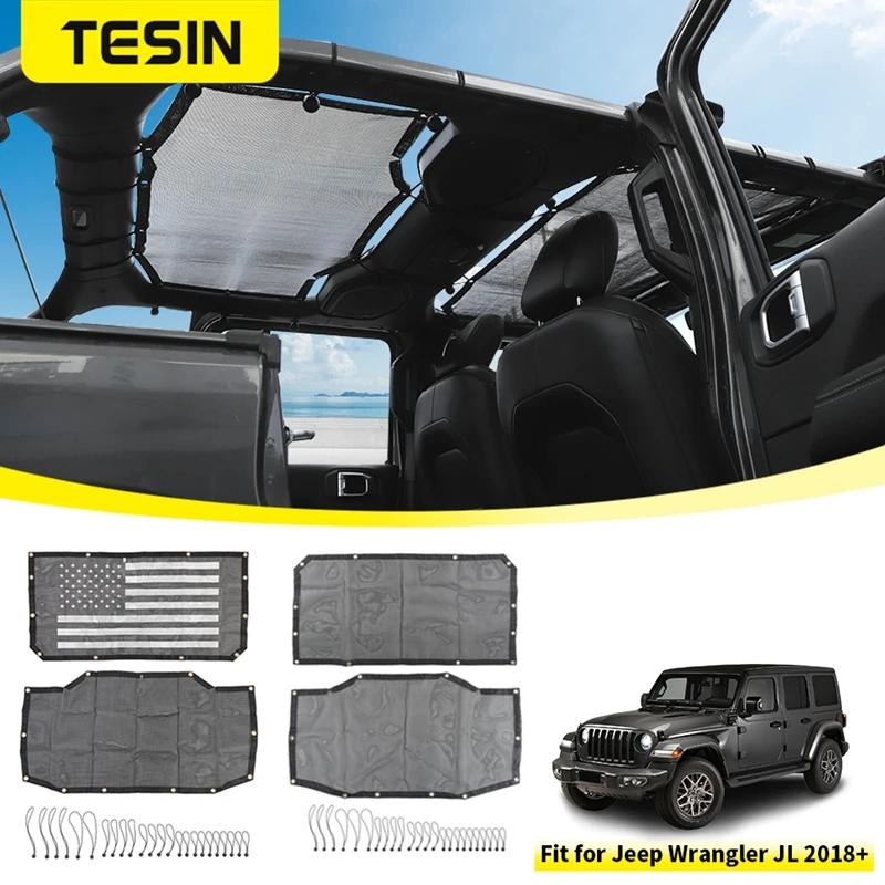 TESIN Car Roof Sunshade Net Heat Insulation Covers for Jeep Wrangler JL 4-door 2018 2019 2020 2021 2022 2023 2024 Up